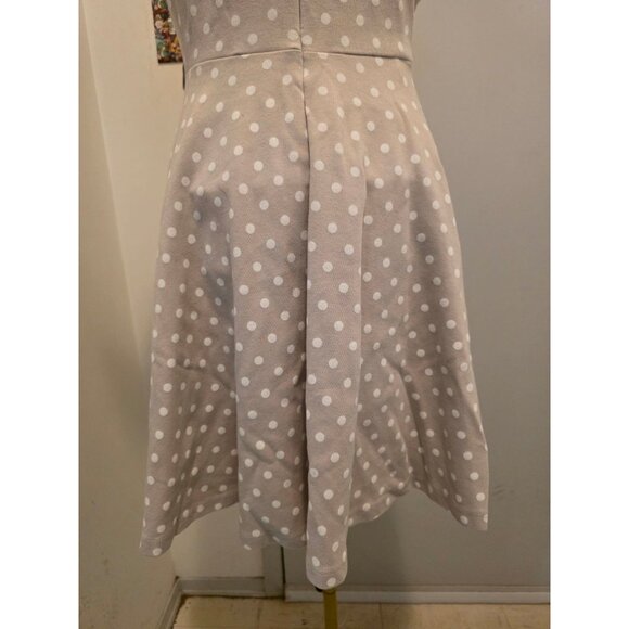 H&M Women's Beige Polka Dot Midi Dress Size M Cotton Stretch - Picture 7 of 12